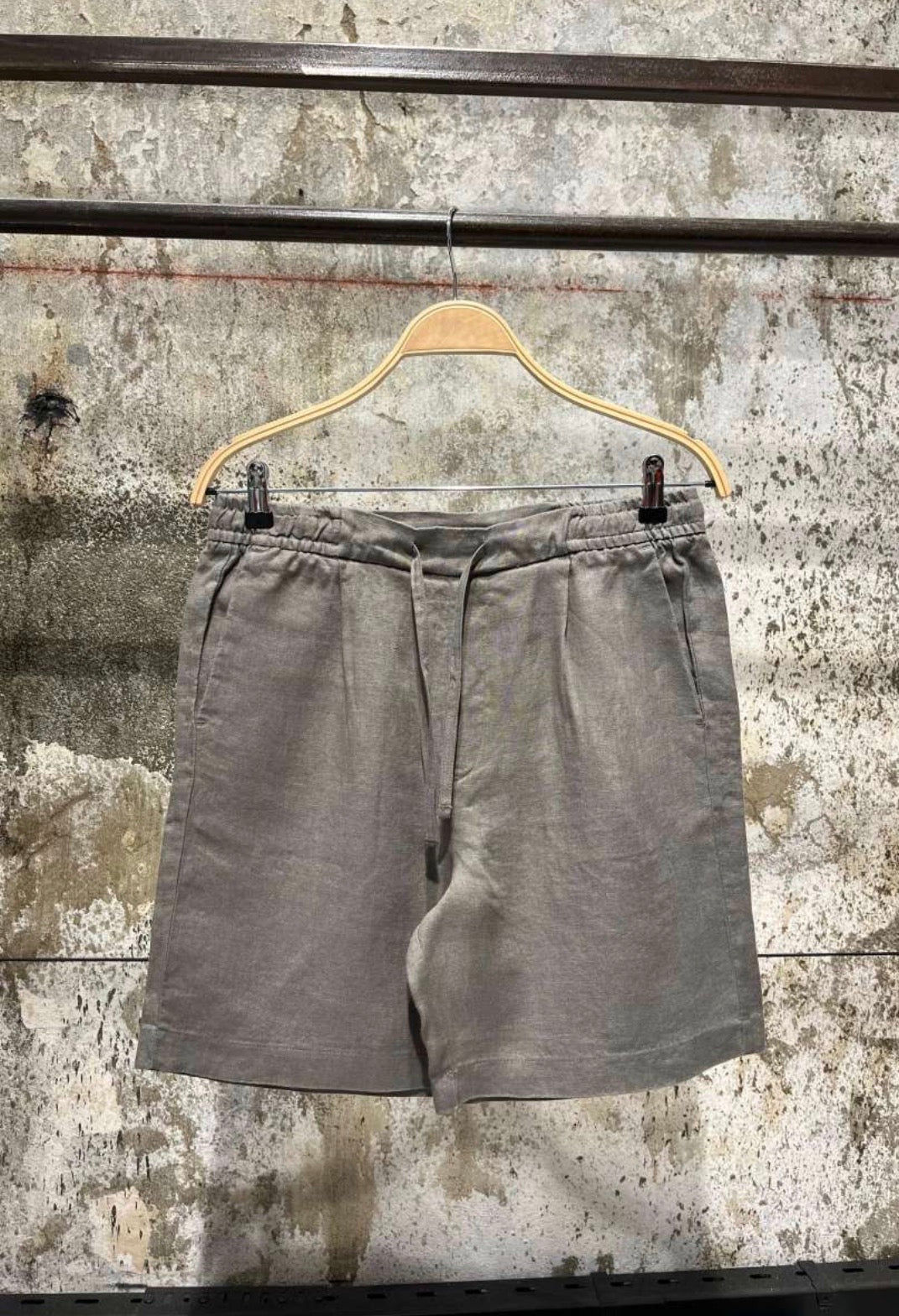 Dark Green Linen Shorts