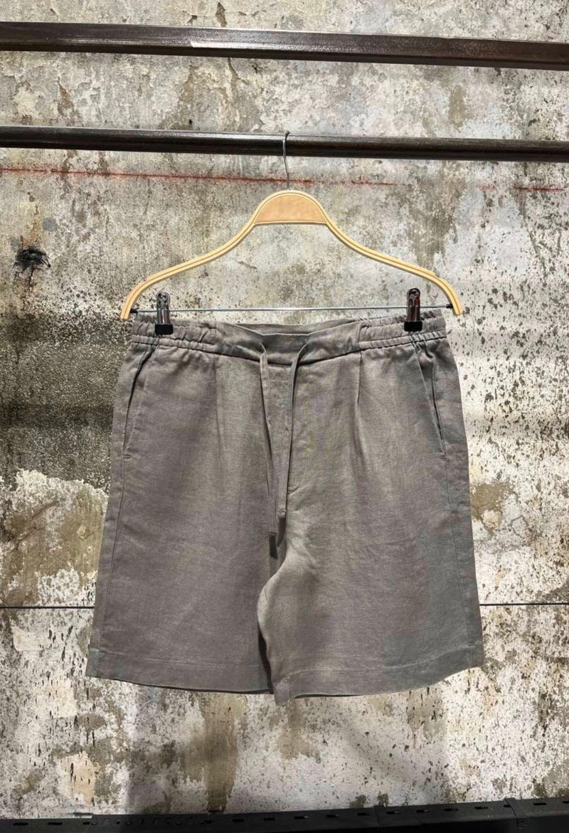 Dark Green Linen Shorts