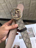 Real Leather Beige Monogram Belt