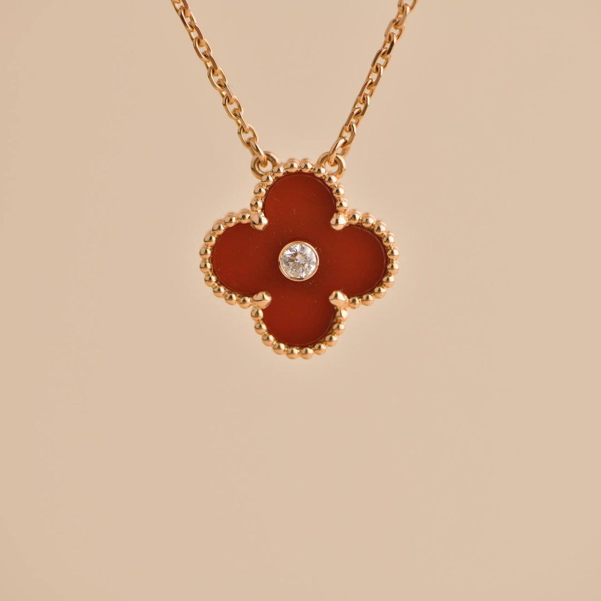 Red V Cleef Necklace with Crystal (Box Included)