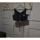Černý dámský bavlněný crop top