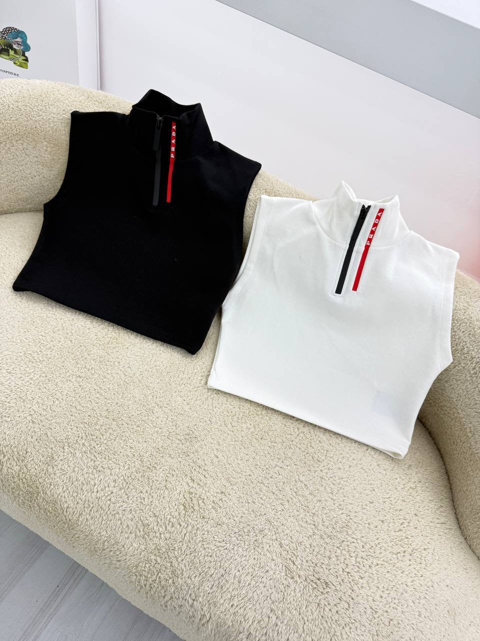 Black & White “Re-Nylon” Crop Top