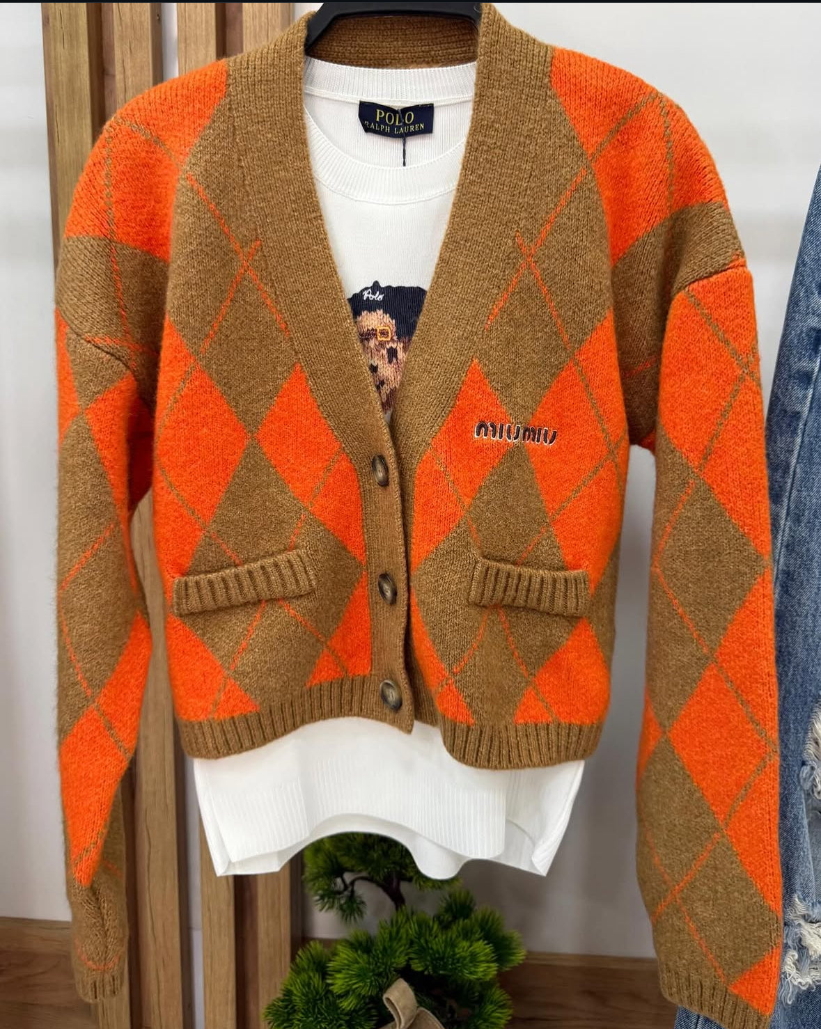 Orange Women Knitted Cardigan