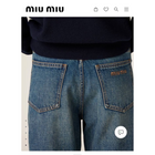 Blue Women’s Jeans with Orange Logo