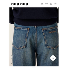 Blue Women’s Jeans with Orange Logo