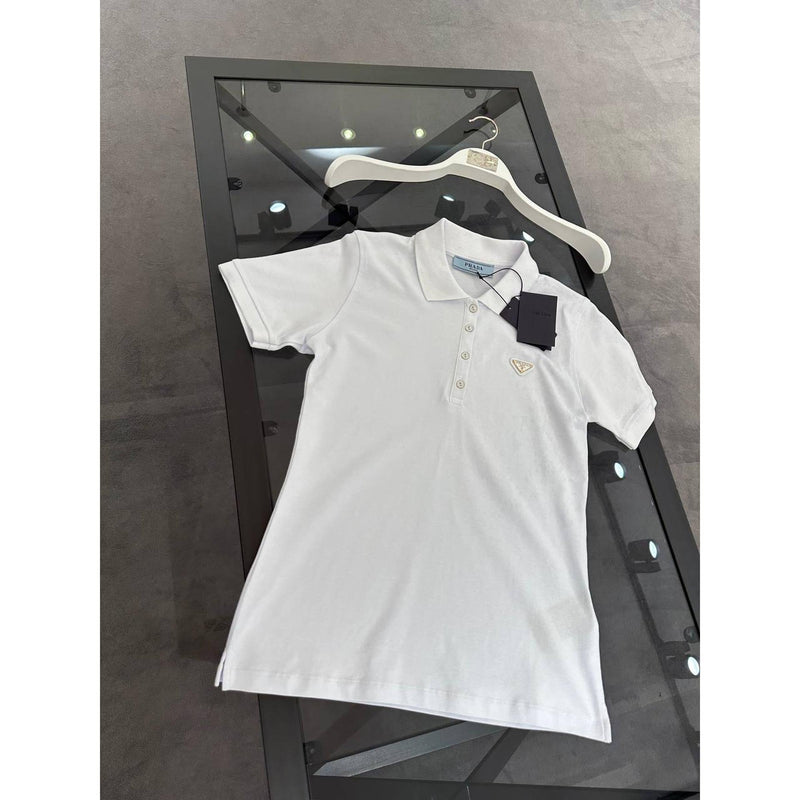 White Women Cotton Polo T-shirt