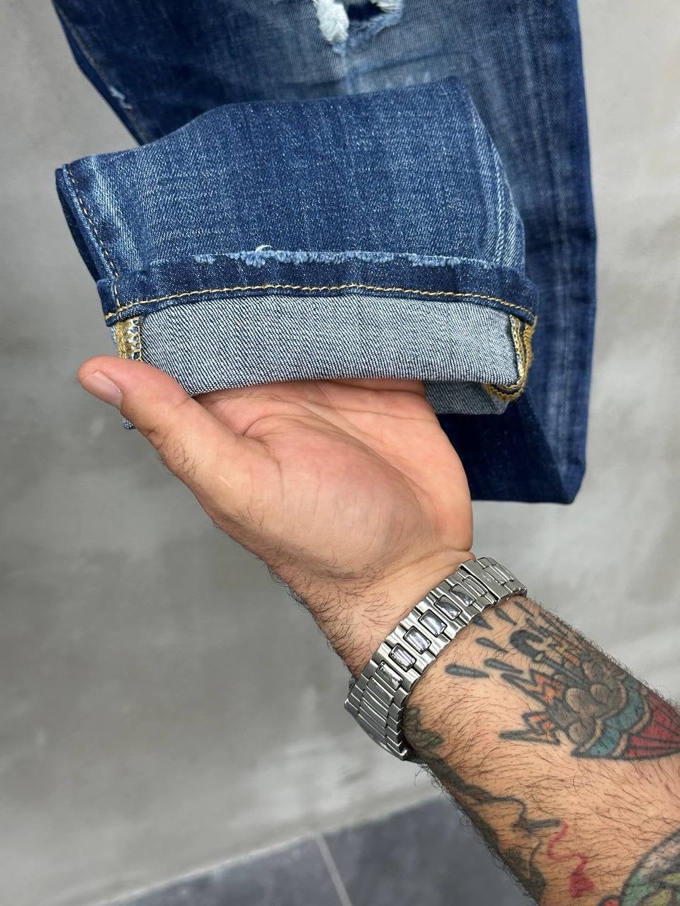 Blue Denim Ripped Jeans