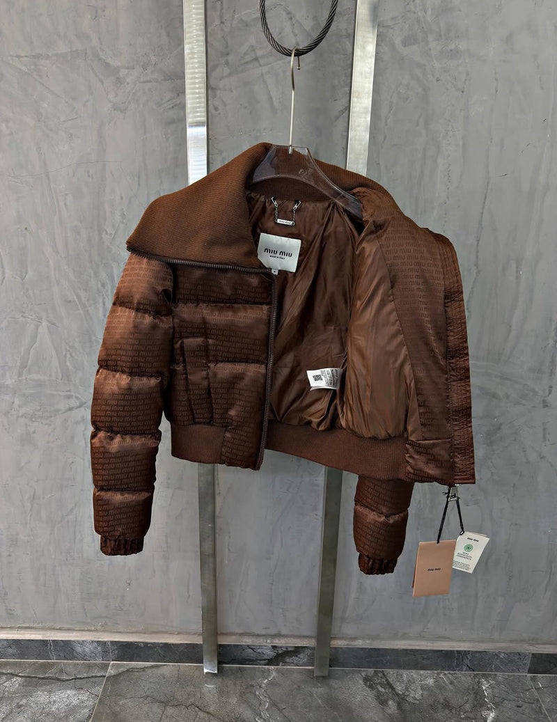 Brown Women Short Puffer Jacket