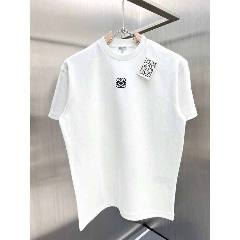 White Cotton T-shirt with Embroidered Logo