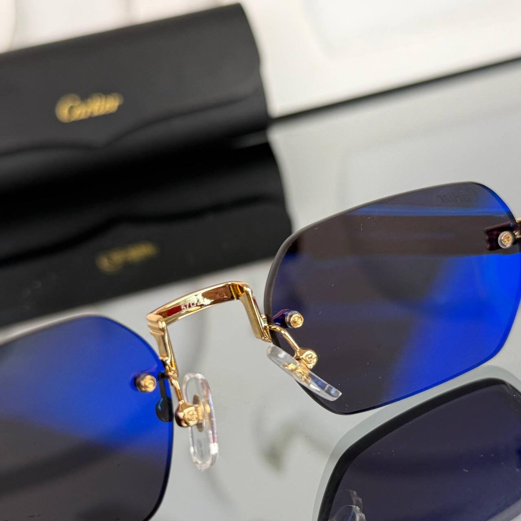 Black Sunglasses with Red Golden Frames