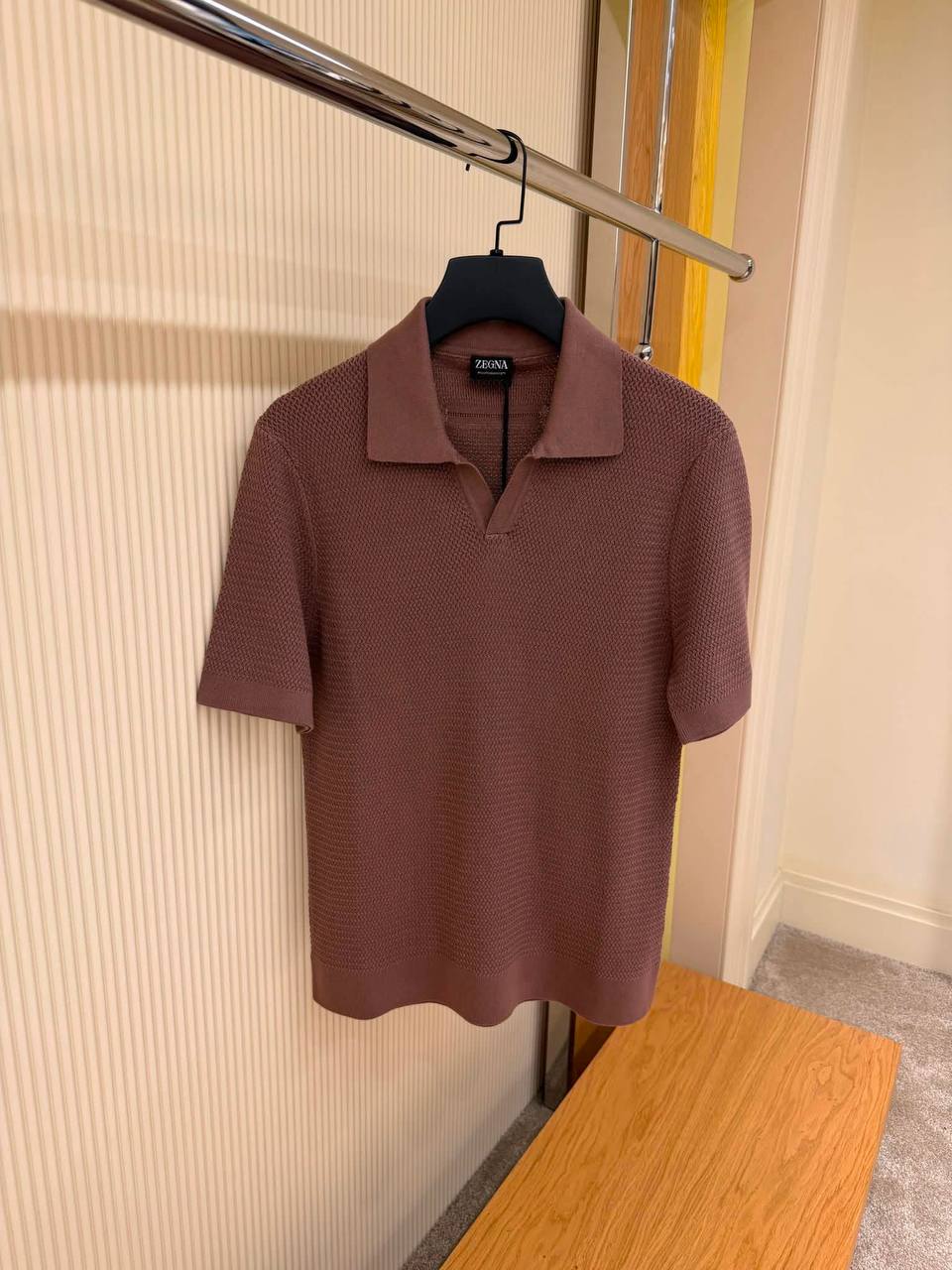 Brown Knitted Polo T-shirt