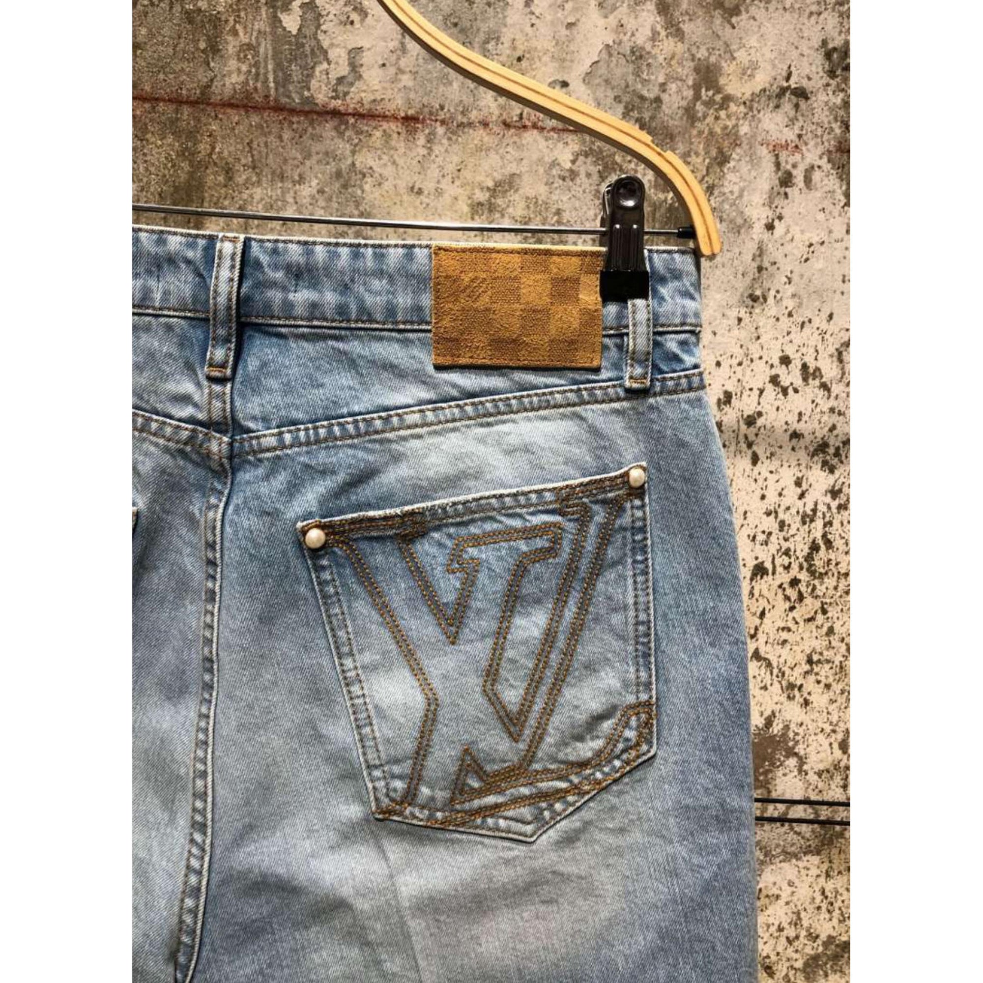 Light Blue Denim Shorts with Logo