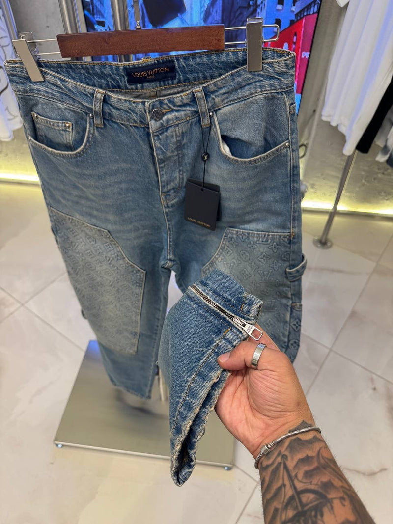 Blue Jeans with Monogram Pockets