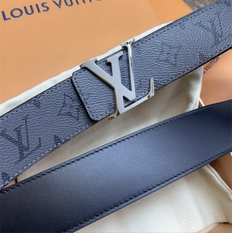 Real Leather Grey Monogram Belt