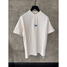 White Oversized T-Shirt with Small  Blue Logo