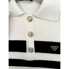 Women Knitted Top Vest in Black and White