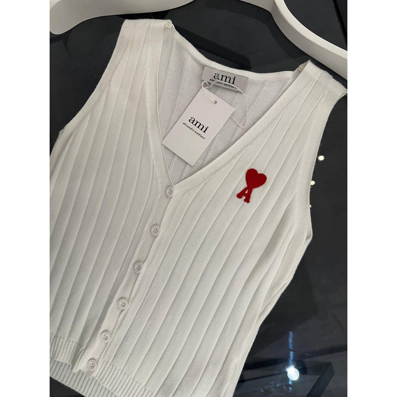 White Women Knitted Top-Vest
