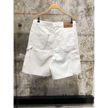 White Denim Monogram Shorts