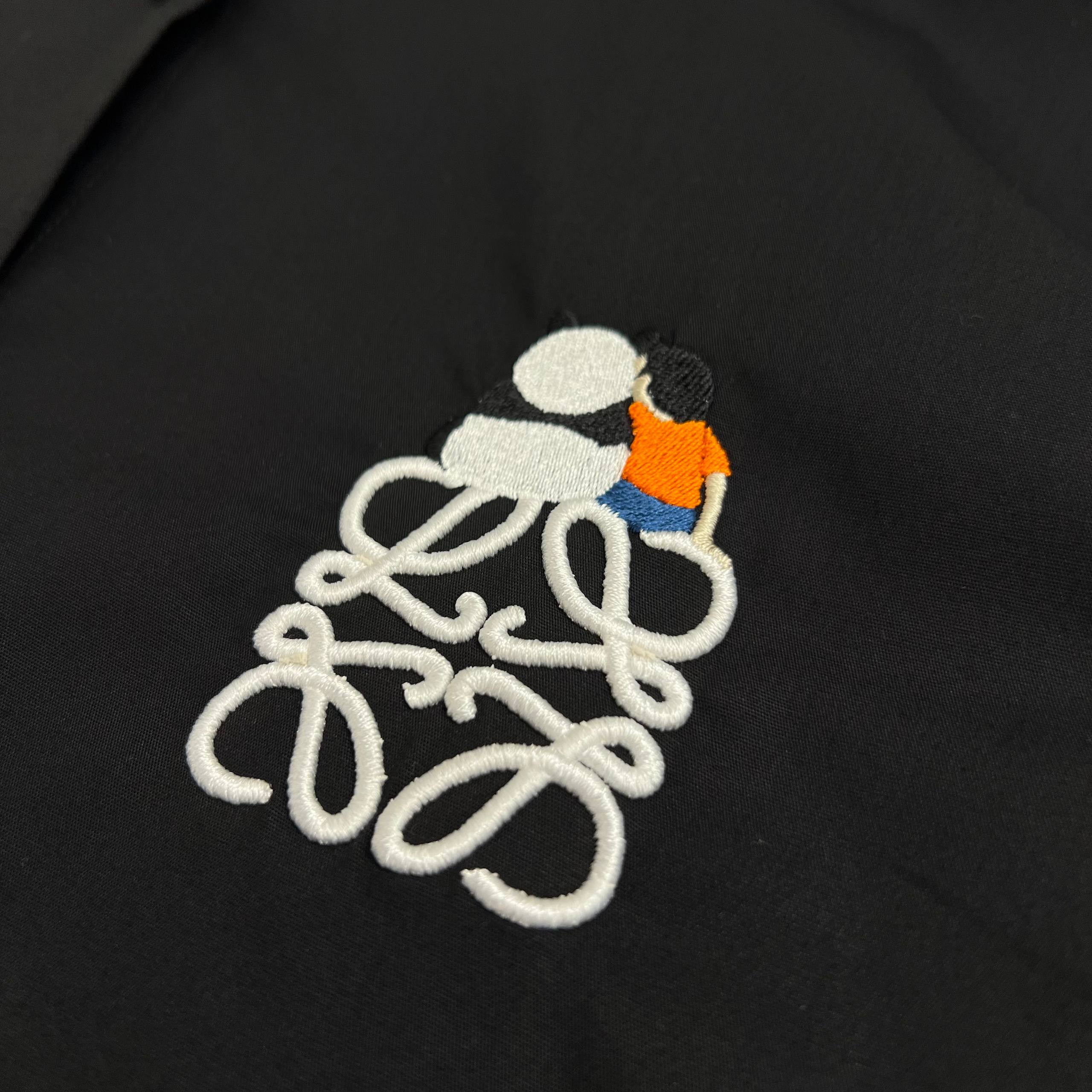 Black Women Cotton Shirt with Embroidered Logo