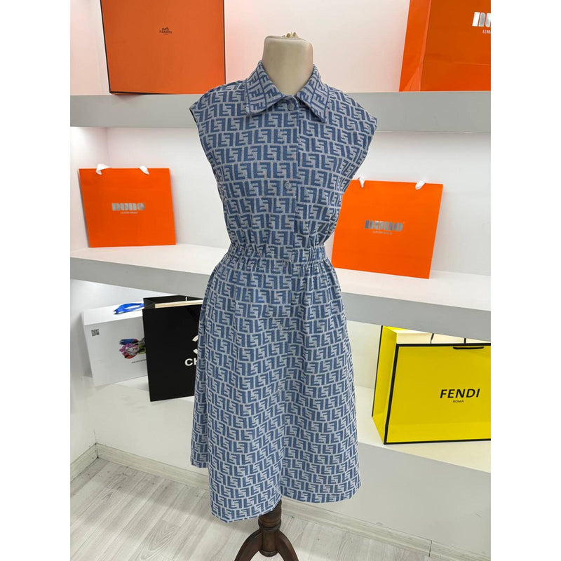 Blue Women Monogram Dress