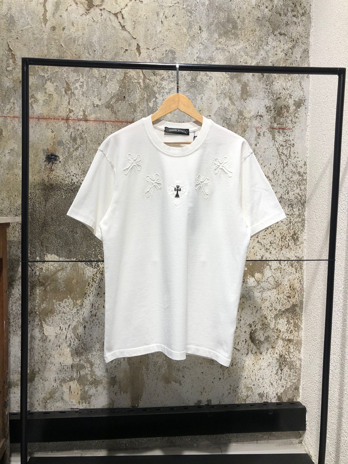 Black & White Oversized T-shirt with Metal Cross