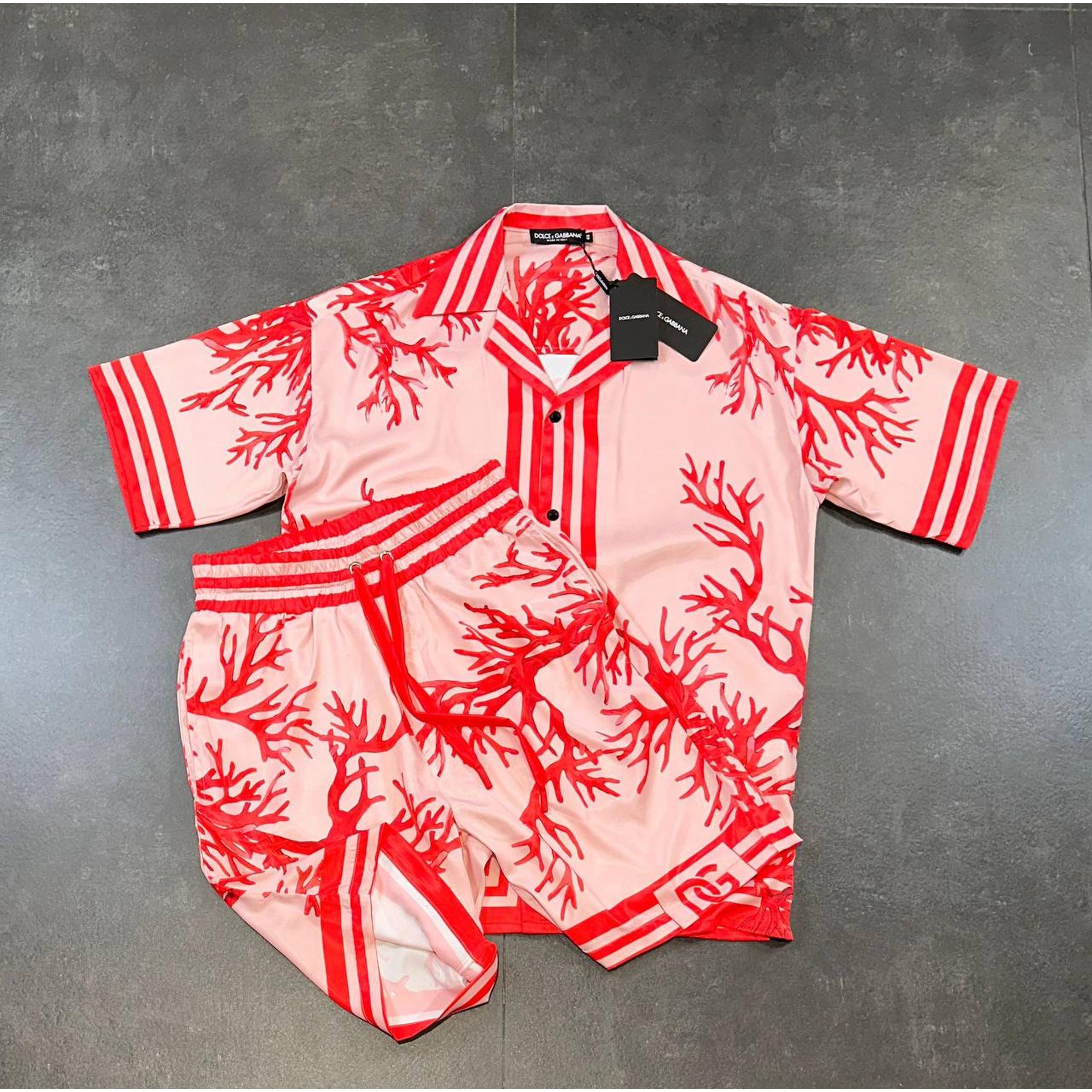 Red Floral Satin Summer Set