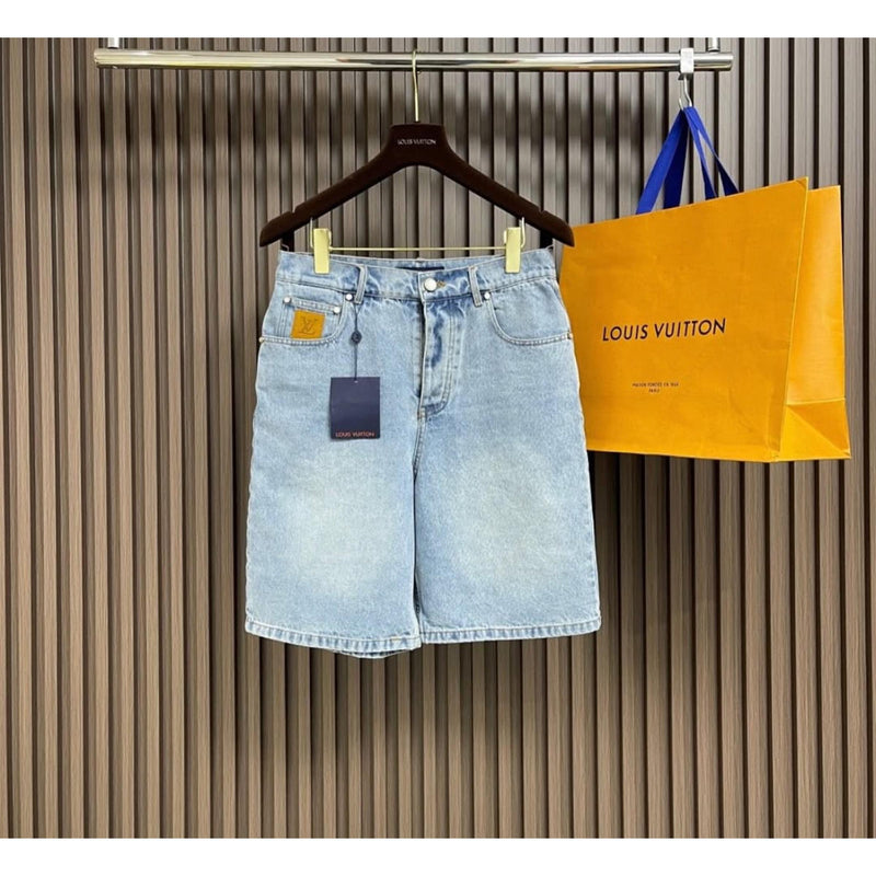 Light Blue Denim Shorts with Logo
