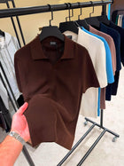Brown Knitted Polo T-shirt