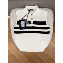 Women Knitted Top Vest in Black and White