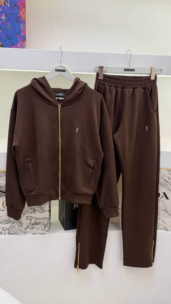 Brown Cotton Tracksuit