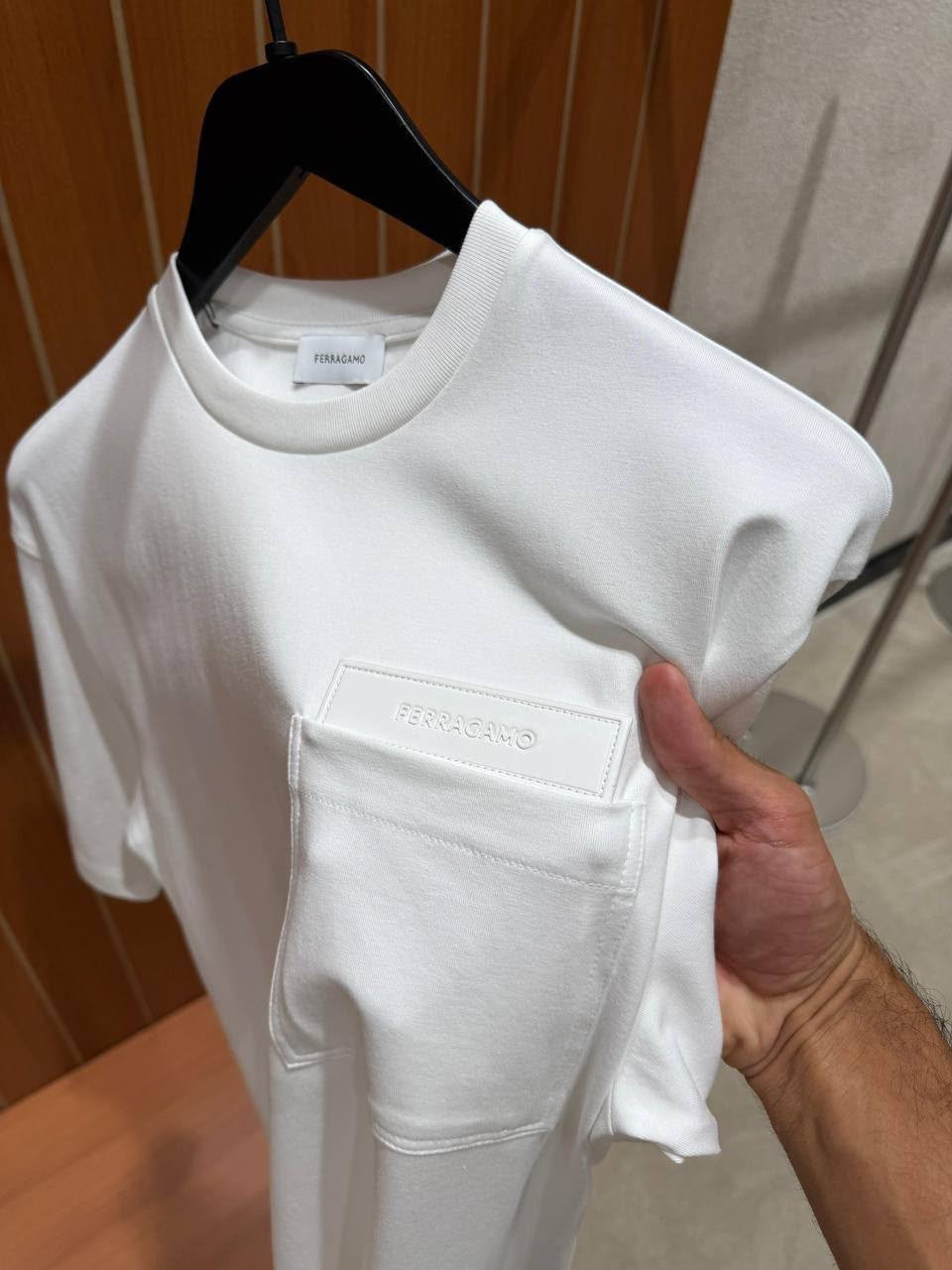 White Cotton T-shirt with Pocket
