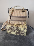 Lady Wicker Oblique Beige Natural Rattan Bag