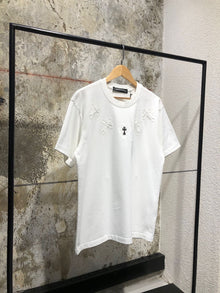 Black & White Oversized T-shirt with Metal Cross