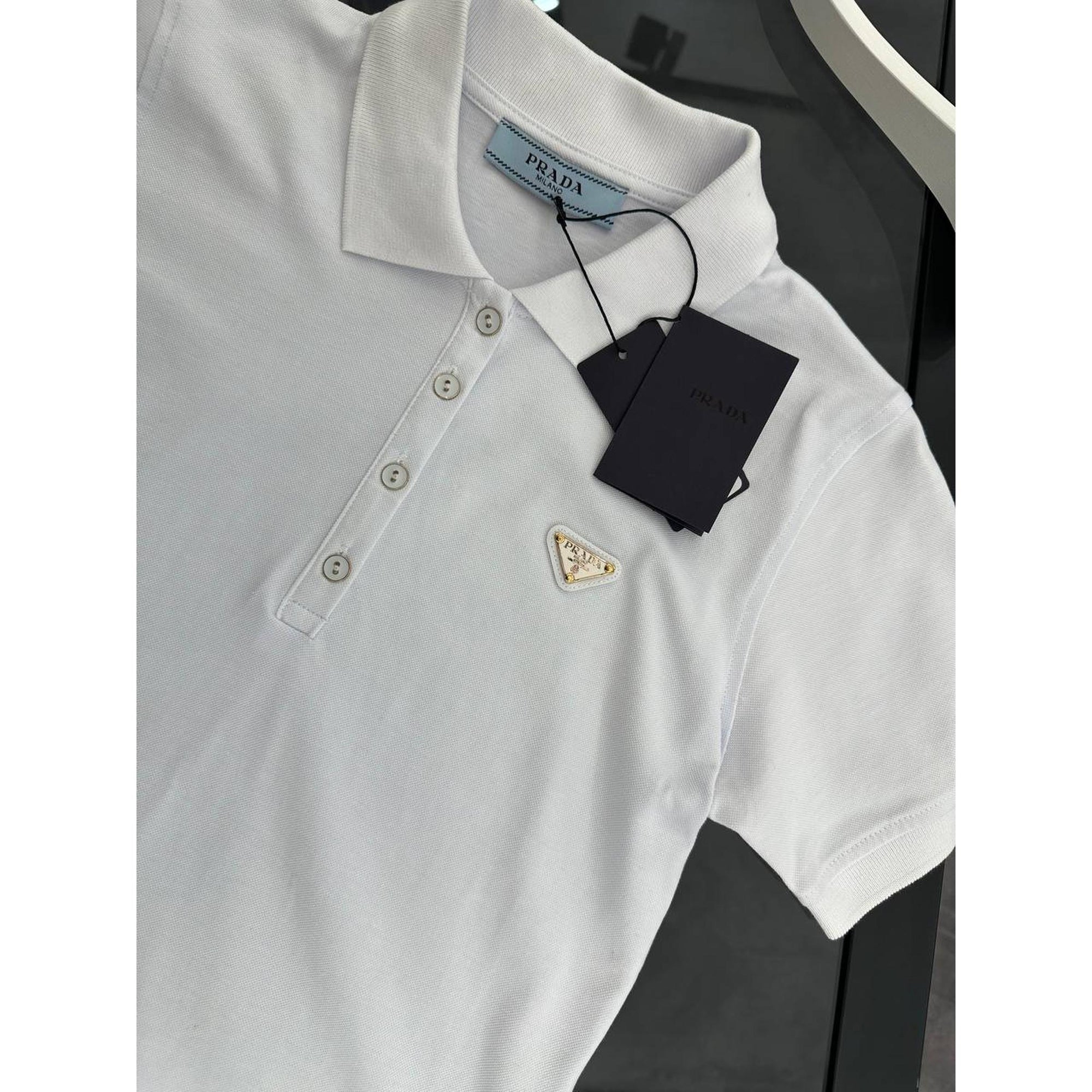 White Women Cotton Polo T-shirt