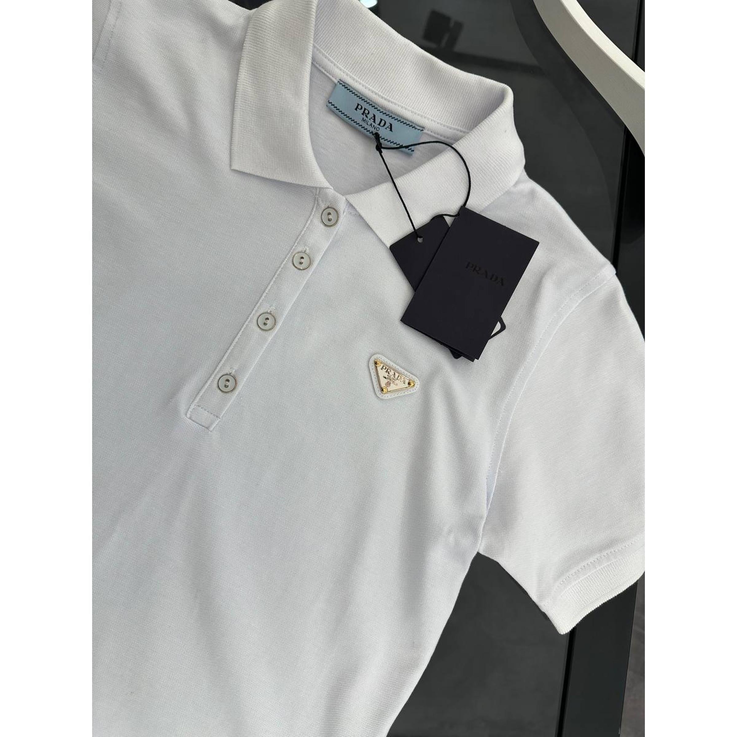 White Women Cotton Polo T-shirt