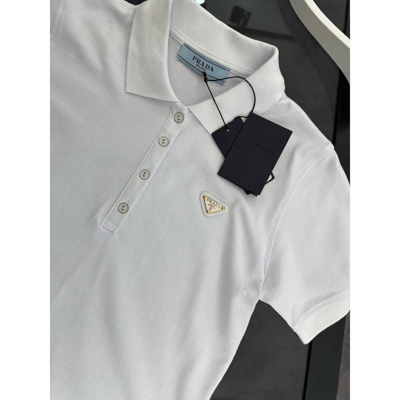 White Women Cotton Polo T-shirt