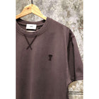 Brown Cotton T-shirt with Embroidered Logo