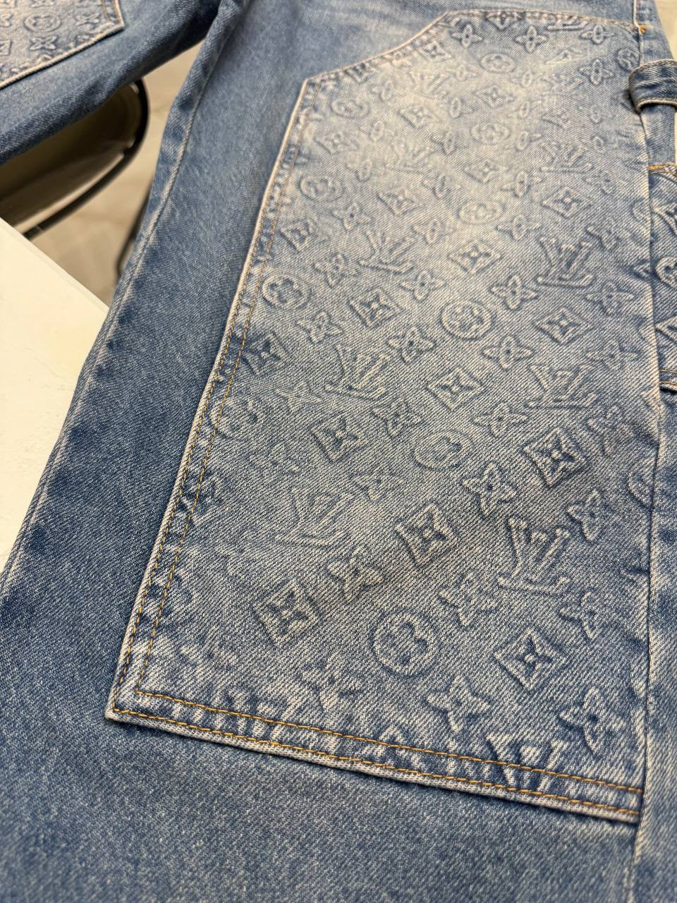 Blue Jeans with Monogram Pockets