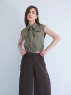 Khaki Sleeveless Shirt