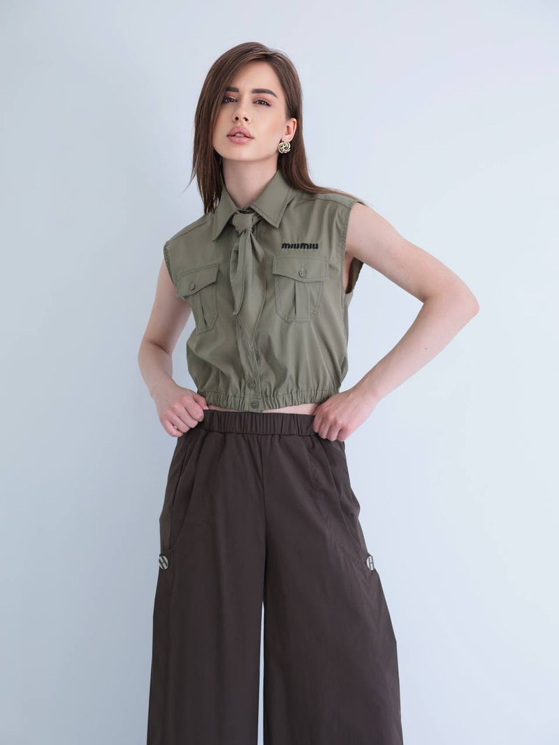Khaki Sleeveless Shirt