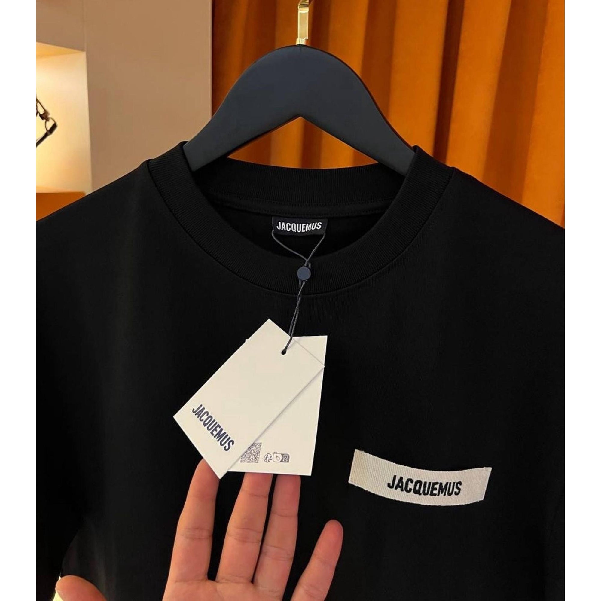 Black Oversized T-Shirt with Stitched Logo