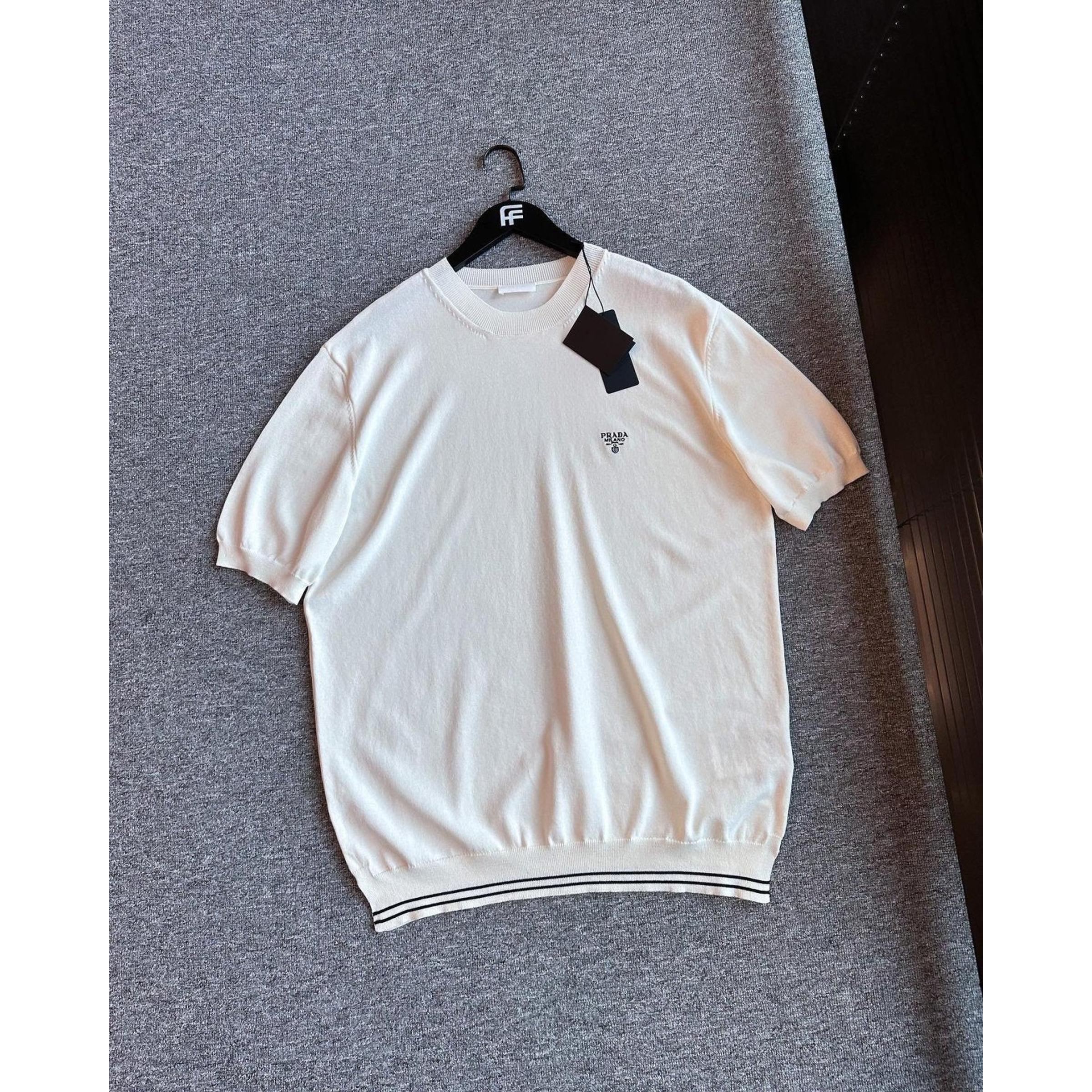White Knitted Oversized T-Shirt