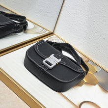 Black Real Leather Mini Saddle Messenger Bag