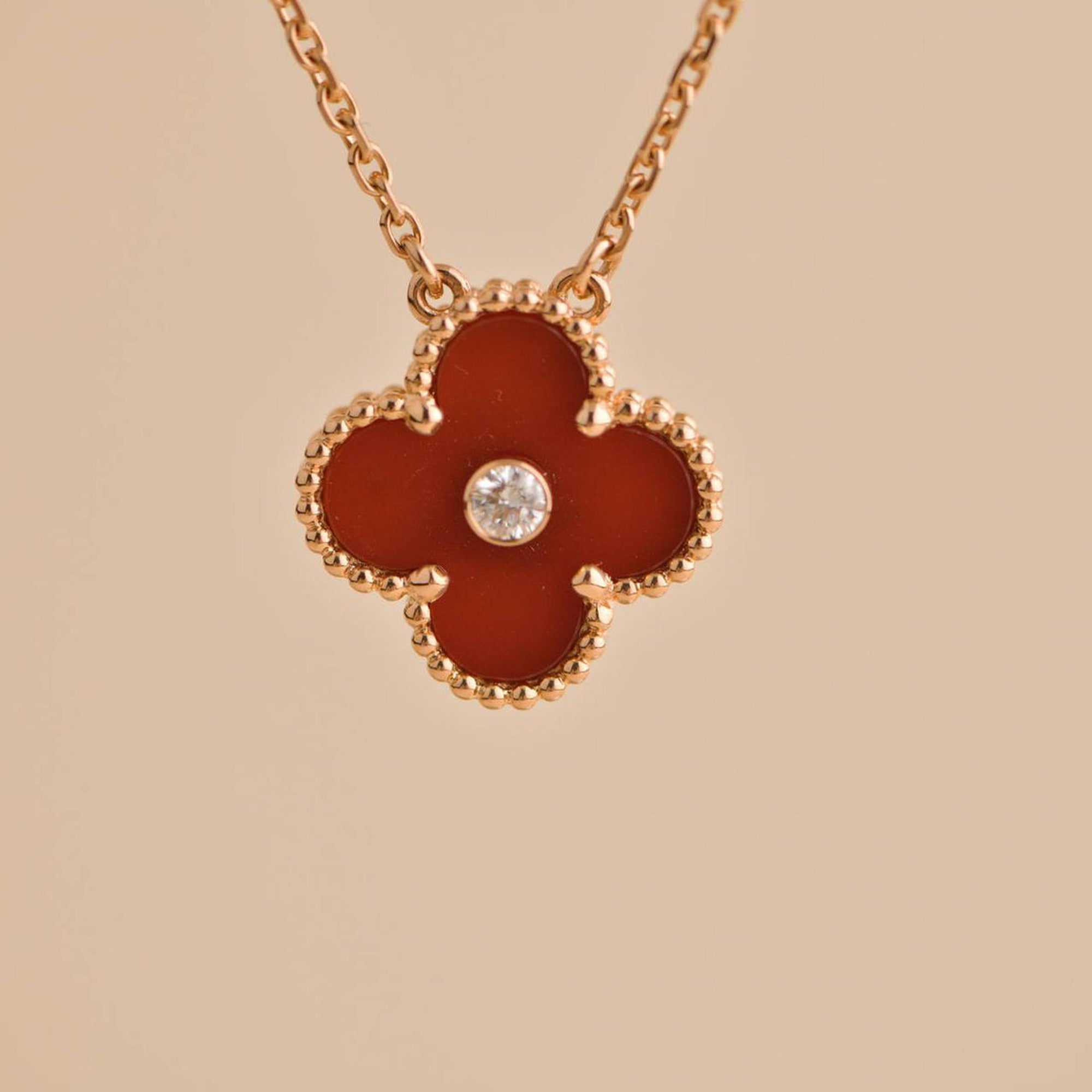 Red V Cleef Necklace with Crystal (Box Included)