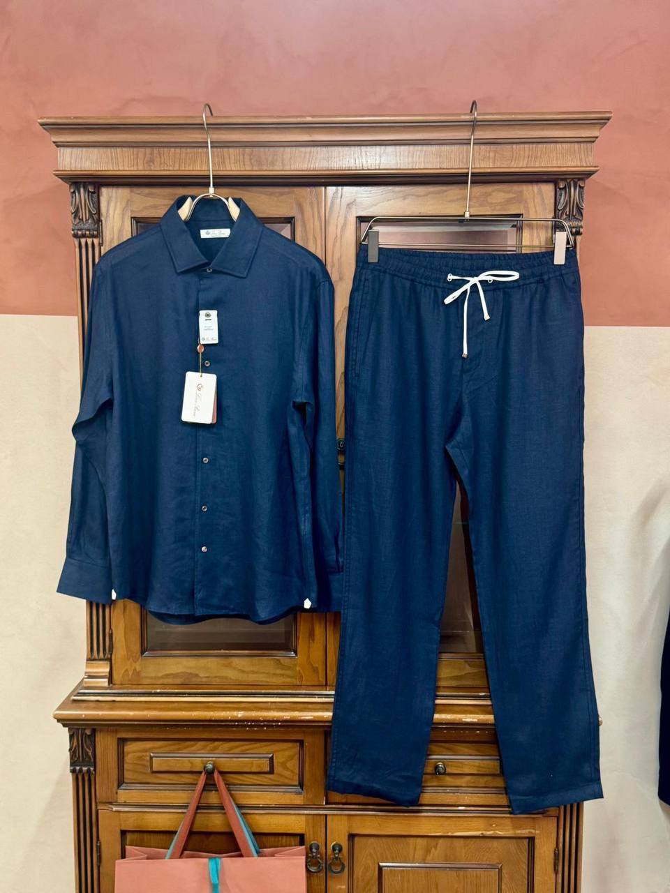 Dark Blue Linen Set