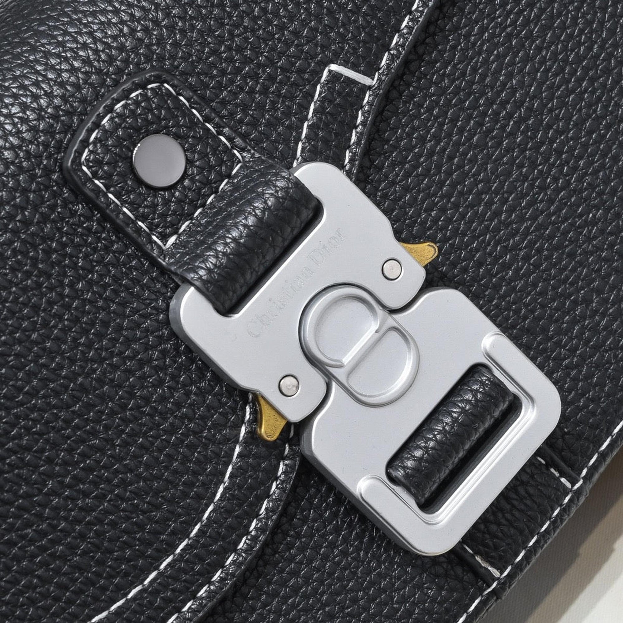 Black Real Leather Mini Saddle Messenger Bag