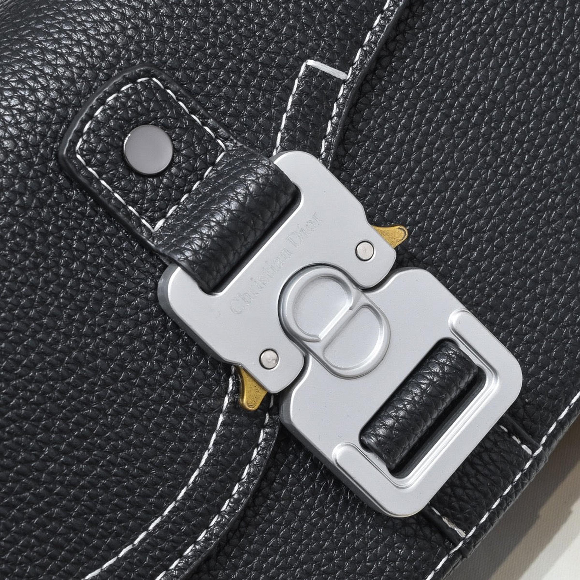 Black Real Leather Mini Saddle Messenger Bag