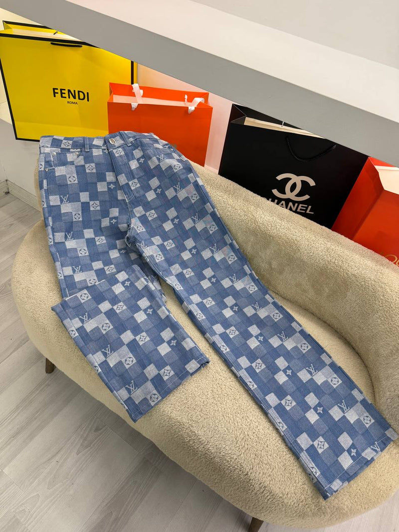 Plave monogramske ženske traperice