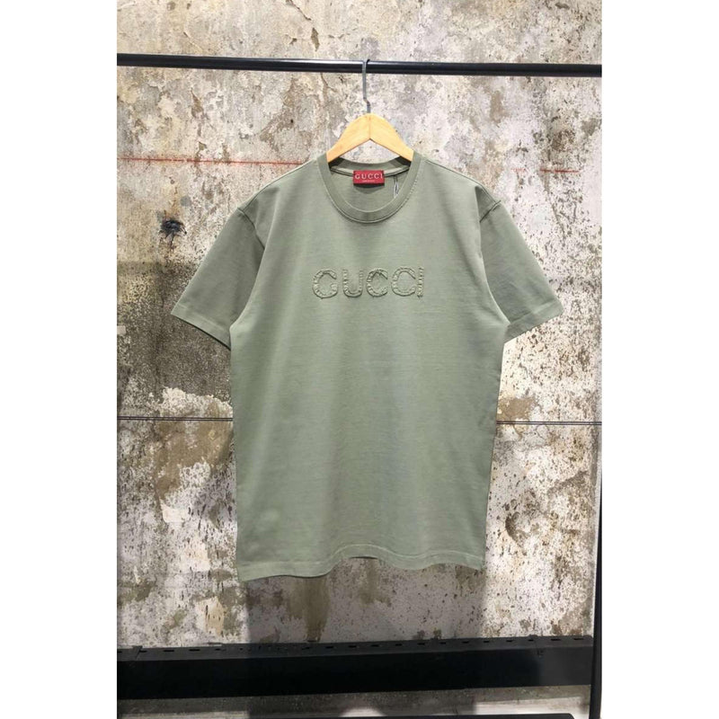 Green Cotton T-shirt with Logo