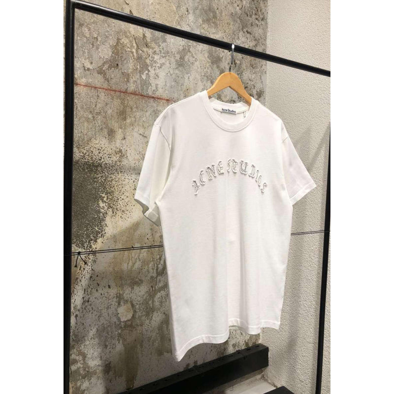 White Cotton T-shirt with Embroidered Logo